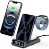 SwanScout 3-in-1 Caricatore Wireless per Fitbit Versa 4/3/Sense 2/1/Pixel Watch 3/2 (Non per Pixel Watch 4/1), Stazione Ricarica per iPhone 17/16/15, per Samsung S25/S24, per Google Pixel, Nessun Adattatore