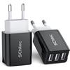 SCHITEC Caricatore USB da Muro a 3 Porte, 2 Pack 15W/3A Caricabatterie Presa USB Universale per iPhone 11 XS XR Samsung M20 S10 Huawei P30 P20 Lite, HTC, Tablet e Altro