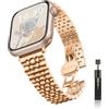 Niboow Cinturino per Apple Watch 49mm 46mm 45mm 44mm 42mm Series 11/10/9/8/7/6/5/4/3/2/1/Ultra 3/Ultra 2, Donna Metallo Acciaio Inossidabile Cinturini per Apple iWatch SE 3/SE 2 - Oro Rosa