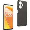 REY Cover in Gel TPU Nera per Oppo REALME C55 - N55, Ultra Sottile 0,33 mm, Morbido Flessibile, Custodia Silicone