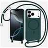 SLWYF Cover Compatibile con Samsung Galaxy S26 Cover Magnetica, Silicone TPU Morbido Corda Collana Necklace Regolabile Stylish con Catena Ultra Sottile Case, Verde scuro
