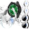 Diruite 4+4 Pezzi Cover per Samsung Galaxy Watch 6 Classic 47mm Pellicola Protettiva,PC Custodia*4 & Trasparente Vetro Temperato Pellicola*2 + Privacy Vetro*2 per Galaxy Watch 6 Classic 47mm