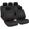 LAMPA Set di coprisedili rapidi nero/rosso con chiusura a zip