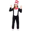 amscan- Dr_Seuss Il Gatto nel Cappello Tuta Costume Set, 3 Pezzi, Colore Nero, 6-8 Anni, 9904195