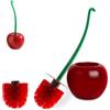 KXVXXV Set di scopino per WC con supporto, base a forma di ciliegia, 2 testine intercambiabili in plastica rossa, manico lungo e antiscivolo, materiale di alta qualità e robusto