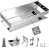 EXLECO 5 in 1 Mensola Doccia Senza Foratura, Adesiva Organizer Bagno con Porta Sapone, Rasoi, Tergipavimento e Ganci, Supporto Oggetti Doccia da Appendere per Shampoo, Bagnoschiuma, 30CM Inox Lucido