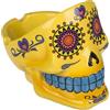 BLUECHOLON Posacenere in poliresina con teschio messicano, design del Giorno dei Morti, multicolore, 12 cm, 6 colori assortiti, con scatola regalo (giallo)