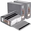 bubooo Lino Organizer Lenzuola per Armadio, 3 Scatola Organizer per Biancheria Pieghevole con Cerniera e finestra, Scatole Per Rigide da Letto per Lenzuola, Copripiumini, Vestiti e Coperte, Grigio