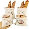 APKOL Set di 4 Sacchetti per Pane in Lino 38x31cm, Riutilizzabili, con Cordino, in Cotone Naturale - Sacche per Conservazione Pane, Freschezza Alimenti, Mantenimento Croccantezza