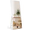 HORLIMER Specchio da Terra 165x60 cm,Specchio da Parete con Cornice Bianca, Grande Specchio Lungo da Appendere a Parete o da Terra, per Bagno, Soggiorno, Camera da Letto