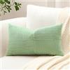 Sungeek 1 Pezzi Federe Cuscini 40x60 in Morbido Velluto a Coste, Fodere per Cuscini Decorativi con Motivo a Strisce e Patchwork Croce Copricuscini Cuscino per Divano Letto Soggiorno, Verde Salvia