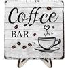 CREATCABIN Supporto Insegna da Bar in Legno Rustico da 5.9 x 5.9 Pollice Quadrato Parole Vintage Rustiche da Tavolo Esposizione Regali Decorazione Fai da Te Bar Angolo tè Negozio Caffetteria 15x15cm