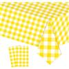 COSORO 2 Pezzi Tovaglia Plastica Rettangolare,137*274cm Tovaglia Antimacchia Impermeabile Giallo Bianco Quadri Grande,Tovaglie per Festa Decorazione Desktop per Festa di Compleanno Matrimonio Natale