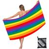 COSORO Asciugamano grande in microfibra sottile da spiaggia con borsa per uomini e donne adulti, 160x90 cm Asciugamani da spiaggia arcobaleno ad asciugatura rapida senza sabbia, leggero per nuoto, bagno, per