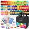 DoubleCare 90 pezzi Set di uncinetto per principianti, 1439 metri di filato in 36 colori, set di accessori per uncinetto da 54 pezzi incluso uncinetti ergonomici per amigurumi fai da te, sciarpe, idea regalo per