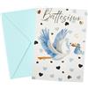 ICE TOYS biglietto auguri battesimo formato 7 x 12 cm con tasca portasoldi (Blu, Cicogna)