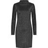 PIECES Pcmonica LS Glitter Dress Noos Vestito, Nero/Dettaglio: Argento, M Donna