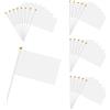 VQBKHO 24 Pezzi Mini Bandiere Bianche, Bandiere Bianche da Gioco Personalizzate con Asta da 30cm Bandierine Vuote in Poliestere per Bambini Feste Eventi Sportivi Scuola e Parate