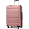 KONO Valigia Leggera da 75 cm, Valigie Trolley Bagaglio a Mano Guscio Rigido con Serratura TSA, Design Espandibile, 4 Doppie Ruote Girevoli (Nudo, 75 x 47.5 x 29.5 cm)