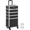 SONGMICS Valigetta Trucchi, Valigia Porta Trucchi 4 in 1, Grande, Trolley Make Up, Beauty Case da Viaggio, 35 x 25 x 79 cm, con Serratura, Ruote Girevoli a 360°, Idea Regalo, Nero JHZ11BK