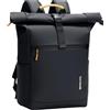Taschmik rolltop, zaino impermeabile da donna e da uomo, impermeabile, 17 pollici, Nero , L, Casual