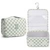 Narwey Beauty Case da Viaggio, Beauty Case da Appendere per Donna, Borsa da toilette Wash Bag da Travel Kit Viaggio, Trousse Pochette Trucchi Donna per Viaggio (Scacchiere Verde Menta)