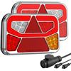 YGiTK 2 pezzi Kit di Luci Posteriori per Rimorchio, Piloti Posteriori per Rimorchio a 13 Pin con 6 Funzioni e Cavo 5,5m, Certificato E-mark per Camion, Roulotte, Trattore, Rimorchio (SENZA luce di