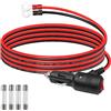 GELRHONR, cavo connettore da accendisigari per auto, da maschio a terminale ad anello con O-ring, con interruttore ON/OFF, 12V-24V 16AWG, prolunga accendisigari auto con fusibile da 15A, per inverter