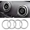 Youzzei 4 pezzi Youzzei coperture per prese d'aria condizionata auto, anello di copertura per prese d'aria Audi per Audi A3 S3 2013-2016/ Q2 2017, decorazione per prese d'aria, anello di finitura per prese