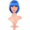 MapofBeauty 12 Pollic/30 cm Corto Lisci Flat Frange Bob Heat Resistente Sintetico Parrucche (Luminoso Blu)