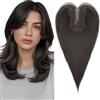 MY-LADY Topper Capelli Veri Donna Handmade Senza Frangia Clip Capelli Veri Nero Naturale 19g Base Lace Ultraleggero