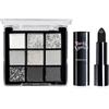ARYIMYDP Palette Ombretti & Rossetto Stile Gotico, 9 Colori Nero Grigio Argento Lucido, Texture Morbida, Altamente Pigmentata, Impermeabile Per Trucco Artistico e Festa, Valentino e Carnevale
