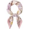 IGXX Foulard di Seta Quadrato da Donna, 100% Seta di Gelso Satin, 53x53cm, Bandana per Capelli e Collo, Fantasia Foglie Rosa, Stile Britannico