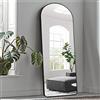 KIAYACI Specchio da pavimento a tutta lunghezza con supporto, stile ad arco per camera da letto, specchio da parete completo (nero, 165 x 56 cm)