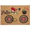 Relaxdays Zerbino in Fibra di Cocco, 60 x 40 cm, Hello Bike, Tappetino per Interni e Esterni, Antiscivolo, Colorato