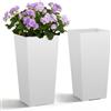 VEVOR Set di Fioriera Alta per Decorazione Altezza 55 cm 2 pezzi, Fioriera Alta Decorativa per Piante Fiori da Interno Esterno Cortile Portico Ingresso Giardino Balcone Materiale in Plastica, Bianco
