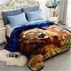JYK Coperta in pile coreano in finto visone, 190,5 x 221 cm, 2,3 kg, double-face, 520 g/m², morbida e setosa, per autunno e inverno (regina, leone/delfino)