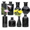 Brajttt Set di 8 vasi da fiori neri, in vetro, mini vasi dal sapore artistico e culturale, per decorare casa, ufficio, camera da letto, ufficio, soggiorno, matrimoni