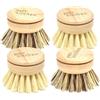 joeji's Kitchen Joejis Set di 4 testine di ricambio per spazzola piatti a setole miste Spazzola cucina eco per lavare i piatti con setole dure e morbide in fibra di sisal Spazzole per piatti perfette per la pulizia