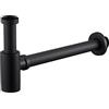 Tayqwiheva Sifone Universale Design per Lavabo e Lavandino Nero Opaco, Scarico su Misura, Chiusura Antiodore Rotonda con Apertura di Pulizia, Sifone a Tubo