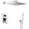 VALAZ Doccia Incasso Cromata | Miscelatore Doccia Incasso Spruzzatore Effetto Pioggia | Installazione a Parete Facile | Inossidabile, Quadrata, Spruzzatore 25 cm, Serie Tajo