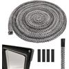 Suitedget 1 Pezzi Guarnizione Stufa a Legna Guarnizione Camino Guarnizione Vetro Stufa a Pellet Corda per Camino Guarnizione Stufa Guarnizione Stufa a Pellet 14mm x 3M Guarnizione con 4 Nastro per Giunti