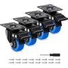 Humagineer 50mm Rotelle per Mobili con 4 Freno, Ruote per Mobili Piccole Portata 270KG, Ruote in Poliuretano Girevoli con Doppio Freno, Route Silenziose e Resistenti per Carrelli, Set di 4 Pezzi