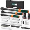NADOKHI Chiave Dinamometrica 1/4 & 3/8 & 1/2, 47 Pezzi Chiave Dinamometrica Set 1-25Nm/5-60Nm/20-220Nm con 72 Denti Testa a Cricchetto Reversibile, Precisione ±3%, per Bici, Moto, Auto