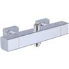 Ulytid Miscelatore Termostatico Doccia Con 2 Uscite, Miscelatore Doccia Rubinetto Bagno, Uscita Superiore 3/4 BSP (26.4mm) e Uscita Inferiore 1/2 BSP (21mm), Quadrato Cromato