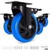 Humagineer 125mm Rotelle per Mobili con 4 Freno, Ruote per Carichi Pesanti Portata 1000KG, Ruote in Poliuretano Girevoli con Doppio Freno, Route Silenziose e Resistenti per Mobili,Carrelli,Set di 4