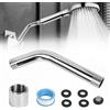 FuxFuis Braccio di Prolunga Asta Doccia in Acciaio Inox Kit, Prolunga Docce Rigida Universale, G1/2 Braccio per Soffione con Accessori, Tubo Asta Doccia in Metallo Curvo in Avanti da Bagno - 15cm