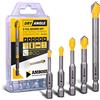 Amboss Werkzeuge Amboss DryAngle Set Ø 4/5/6/8/10 mm - Punta per piastrelle, vetro, ceramica - Asta esagonale per trapani - Foratura di vetro/piastrelle da tetto/ceramica