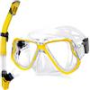 QcoQce Set da snorkeling asciutto, anti-appannamento e panoramica, con maschera da snorkeling professionale, con boccaglio morbido, set da snorkeling per adulti(giallo)