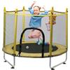 Ark miido Trampolino Elastico per Bambini 140cm, Tappeto Interno Elastico da Esterno con Rete di Sicurezza e Cestino da Basket, Giochi da Giardino per Bambini 2 3 Anni (Rosso)